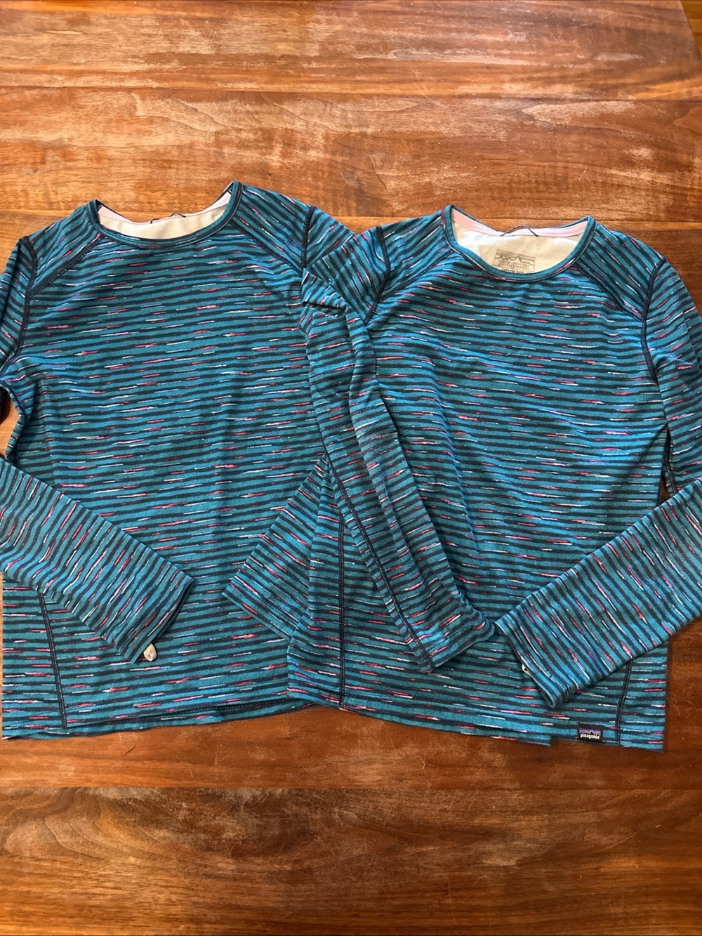 Patagonia Kids Long-Sleeve Stripe capilene baselayer Tops - Teal